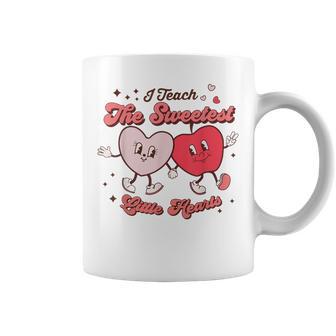 Retro Groovy I Teach The Sweetest Hearts Valentines Teachers Coffee Mug - Monsterry DE