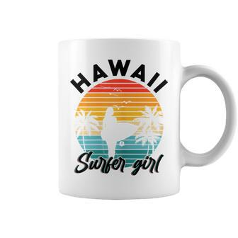 Retro Hawaii Surfer Girl Hawaiian Surf Girl Beach Surfing Coffee Mug - Thegiftio UK