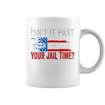 Retro Isn't It Past Your Jail Time Vintage American Flag Coffee Mug - Monsterry