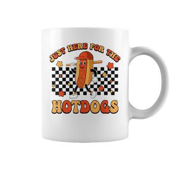 Retro Just Here For The Hotdogs Baseball Mom Sport Lover Coffee Mug - Monsterry UK