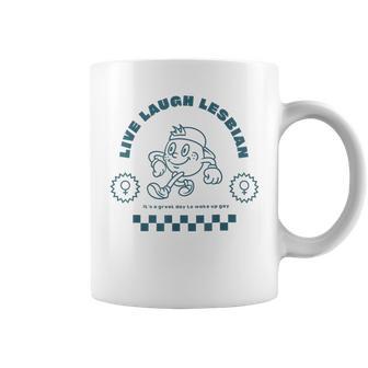 Retro Live Laugh Lesbian Great Day To Wake Up Gay Pride Coffee Mug | Mazezy