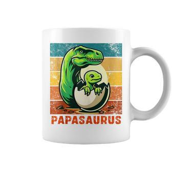 Retro Papasaurus Father's Day Best Dad T-Rex Papa Dinosaur Coffee Mug - Seseable
