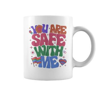 Retro You Are Safe With Me Lgbt Friendly Equality Pride Ally Coffee Mug - Monsterry UK