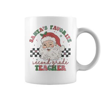 Retro Santa's Favorite Second Grade Teacher Christmas Women Coffee Mug - Thegiftio UK