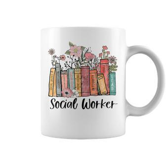 Retro Social Worker Social Work Month Books Advocate Justice Coffee Mug - Seseable