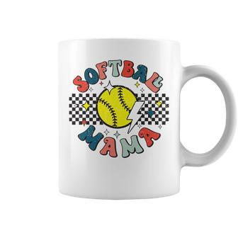 Retro Softball Mama Softball Sports Mom Travel Ball Coffee Mug - Monsterry