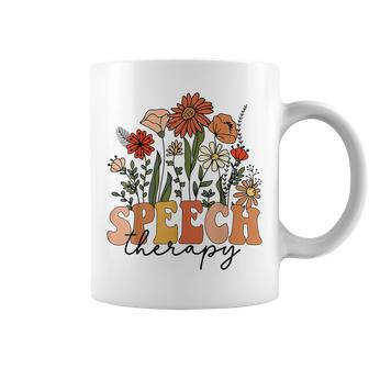 Retro Speech Therapy Flower Speech Therapist Pathologist Coffee Mug - Seseable