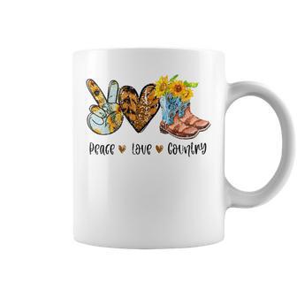 Retro Sunflower Peace Love Country Cowgirl Midwest Girl Boot Coffee Mug - Monsterry DE