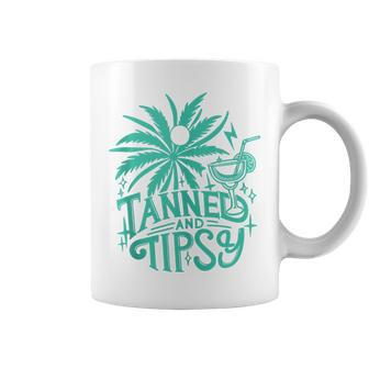 Retro Tanned And Tipsy Beach Summer Vacation Coffee Mug - Seseable