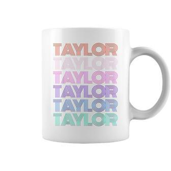 Retro Taylor Girl Boy First Name Pink Groovy Birthday Party Coffee Mug - Seseable