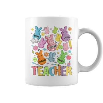 Retro Teacher Of Sweet Bunny Apparel Cute Teacher Easter Day Coffee Mug | Mazezy
