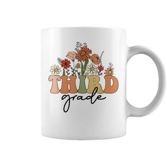 Retro Wildflowers Third Grade Teacher Student Back To School Coffee Mug | Seseable CA