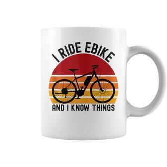 I Ride Ebike And I Know Things Bicycle Retro Sunset Coffee Mug | Crazezy CA
