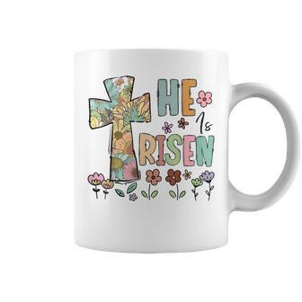 He Is Risen Christian Easter Flowers Jesus Religious Coffee Mug - Monsterry UK