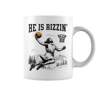 He Is Risen Rizzin' Easter Jesus Christian Faith Basketball Coffee Mug - Seseable