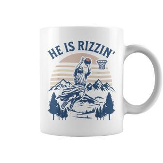 He Is Risen Rizzin' Easter Jesus Christian Faith Basketball Coffee Mug - Monsterry DE
