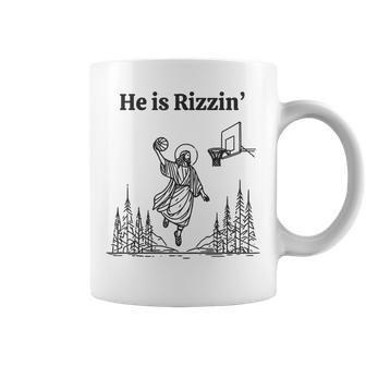 He Is Rizzin Basketball Jesus Easter Christian Coffee Mug | Mazezy