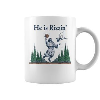 He Is Rizzin Basketball Retro Christian Religious Coffee Mug | Mazezy CA