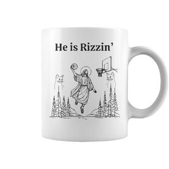 He Is Rizzin Cate Basketball Retro Christian Religious Coffee Mug - Seseable