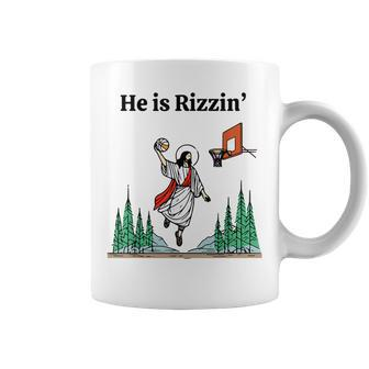 He Is Rizzin Easter Jesus Playing Basketball Meme Coffee Mug - Seseable