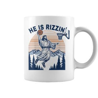 He Is Rizzin Jesus Playing Basketball Meme Christian Coffee Mug | Mazezy CA