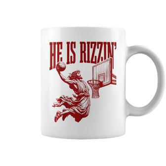 He Is Rizzin Jesus Basketball Easter Meme Coffee Mug | Mazezy