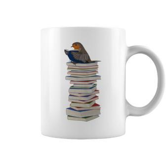Robin Bird Reads Books Garden Backyard Birds Coffee Mug - Monsterry CA