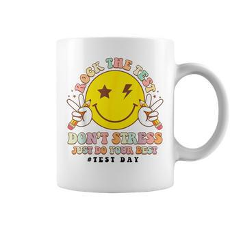 Rock The Test Don't Stress Just Do Your Best Testing Smile Coffee Mug | Mazezy