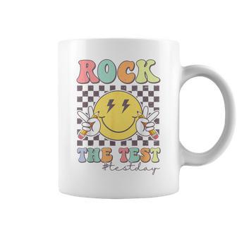 Rock The Test Testing Day Retro Motivational Teacher Student Coffee Mug | Mazezy