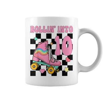 Rolling Into 10 Years Old Roller Skating Girl 10Th Birthday Coffee Mug - Monsterry