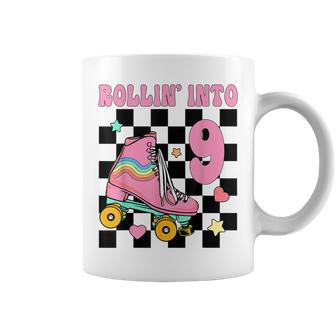 Rolling Into 9 Years Old Roller Skating Girl 9Th Birthday Coffee Mug - Thegiftio UK