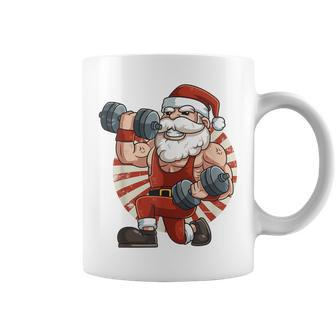 Santa Claus Weightlifting Gym Fitness Training Christmas Coffee Mug - Monsterry