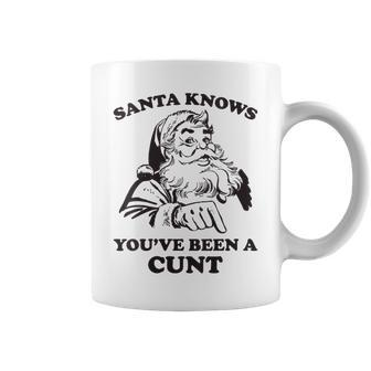 Santa Knows You've Been A Cunt Retro Christmas Xmas Coffee Mug - Seseable