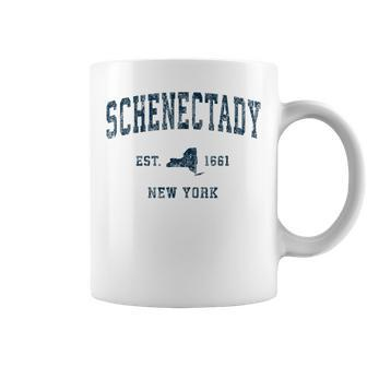 Schenectady New York Ny Vintage Sports Navy Print Coffee Mug - Monsterry