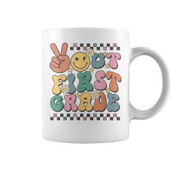 School Last Day Of 1St Grade Groovy Peace Out First Grade Coffee Mug - Monsterry UK