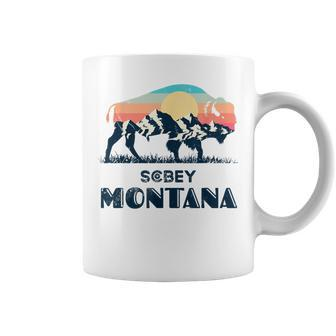 Scobey Montana Vintage Hiking Bison Nature Coffee Mug - Monsterry DE