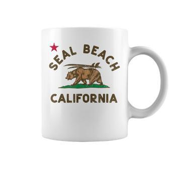Seal Beach California Beach Flag Bear Surf Ca Vintage Coffee Mug - Monsterry UK
