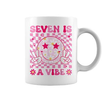 Seven Is A Vibe Birthday Groovy 7 Year Old Girl 7Th Birthday Coffee Mug - Seseable