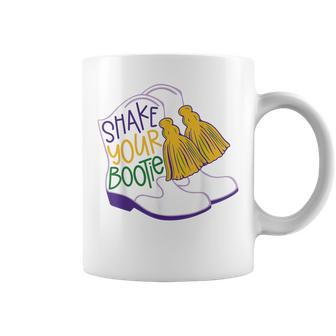 Shake Your Bootie Mardi Gras Bead Boot Carnival Celebration Coffee Mug | Mazezy