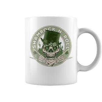 Shamrock And Roll Rock And Roll Saint Patrick's Day Skull Coffee Mug - Thegiftio