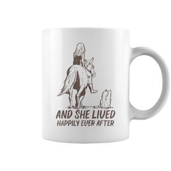 She Lived Happily Horse Dog Animal Lover Girls Women Coffee Mug - Monsterry AU