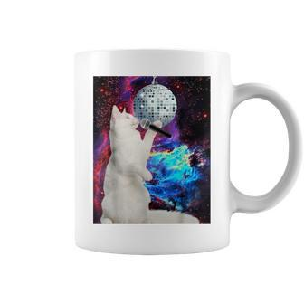 Singing Disco Cat In Space For Cat Lovers Coffee Mug - Monsterry