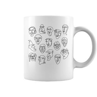 Single Line Face Character Coffee Mug - Monsterry