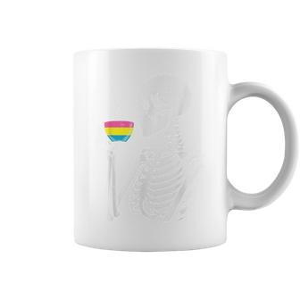 Skeleton Drinking Coffee Lgbt-Q Pansexual Pride Pan Ally Coffee Mug - Monsterry DE