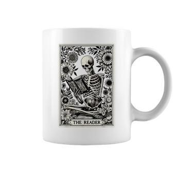 Skeleton Reading Book The Reader Tarot Card Book Coffee Mug | Mazezy UK