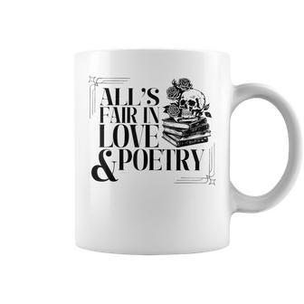 Skull All's Fair In Love & Poetry Men Coffee Mug | Mazezy