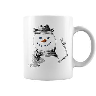 Snowman Peace Sign Christmas Snow Frosty Winter Xmas Coffee Mug - Seseable