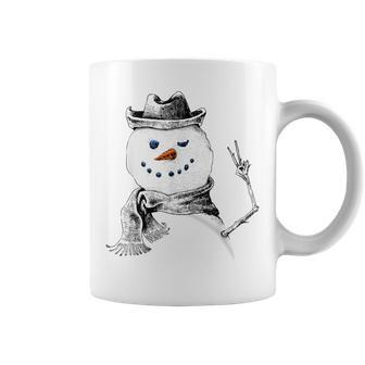 Snowman Peace Sign Christmas Snow Frosty Winter Xmas Coffee Mug - Monsterry
