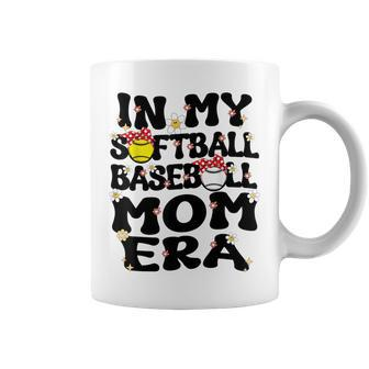In My Softball Baseball Mom Era Retro Groovy Mom Of Both Coffee Mug - Monsterry CA