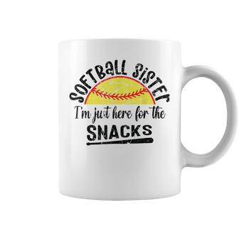 Softball Sister I'm Just Here For The Snacks Softball Coffee Mug - Monsterry AU